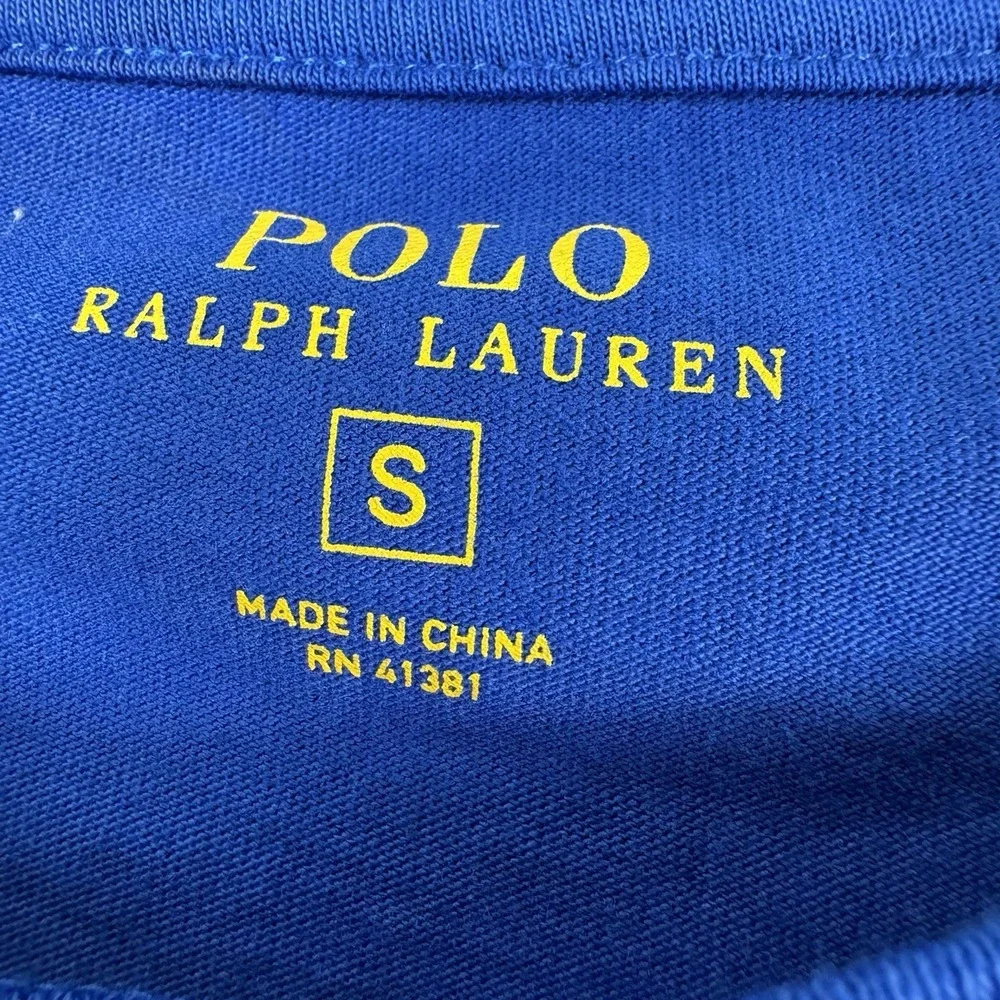 Polo Ralph Lauren Blue Red Pony Logo Pocket L/S T Shirt Size Small NWT